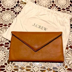 JCrew Envelope Henna Brown leather Clutch